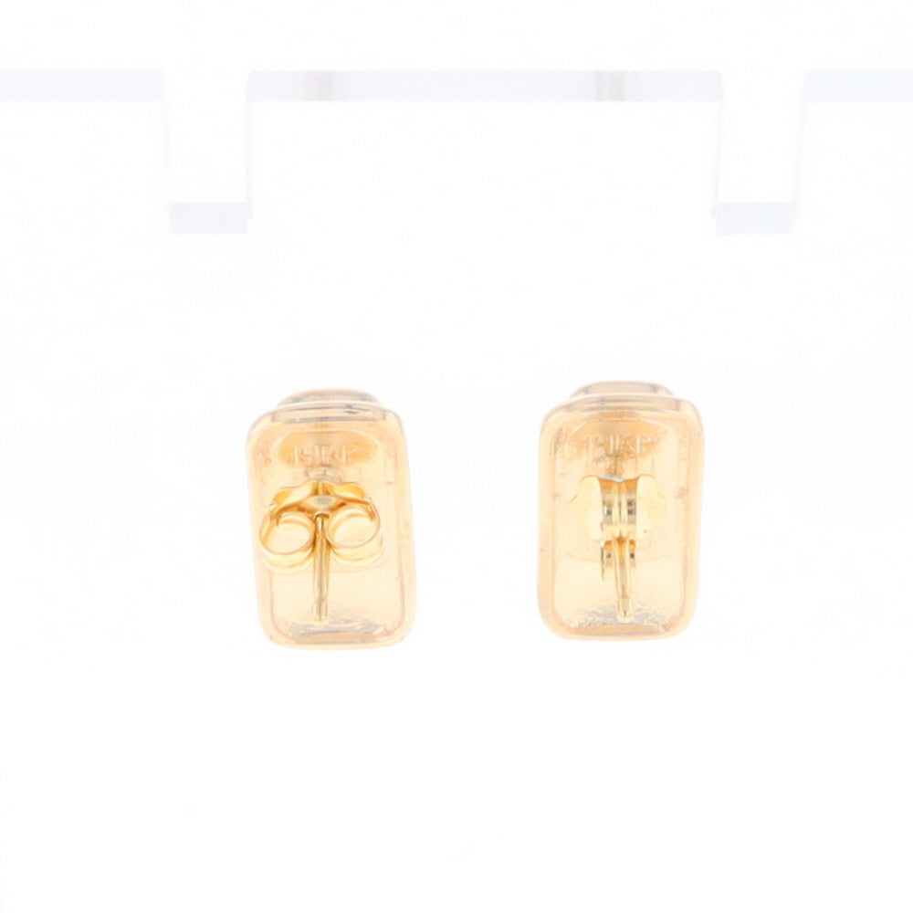 Gold Quartz Earrings Rectangle Inlaid Design