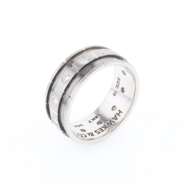 Contemporary Men's Comfort Fit Wedding Band With Diamonds
