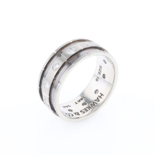Contemporary Men's Comfort Fit Wedding Band With Diamonds