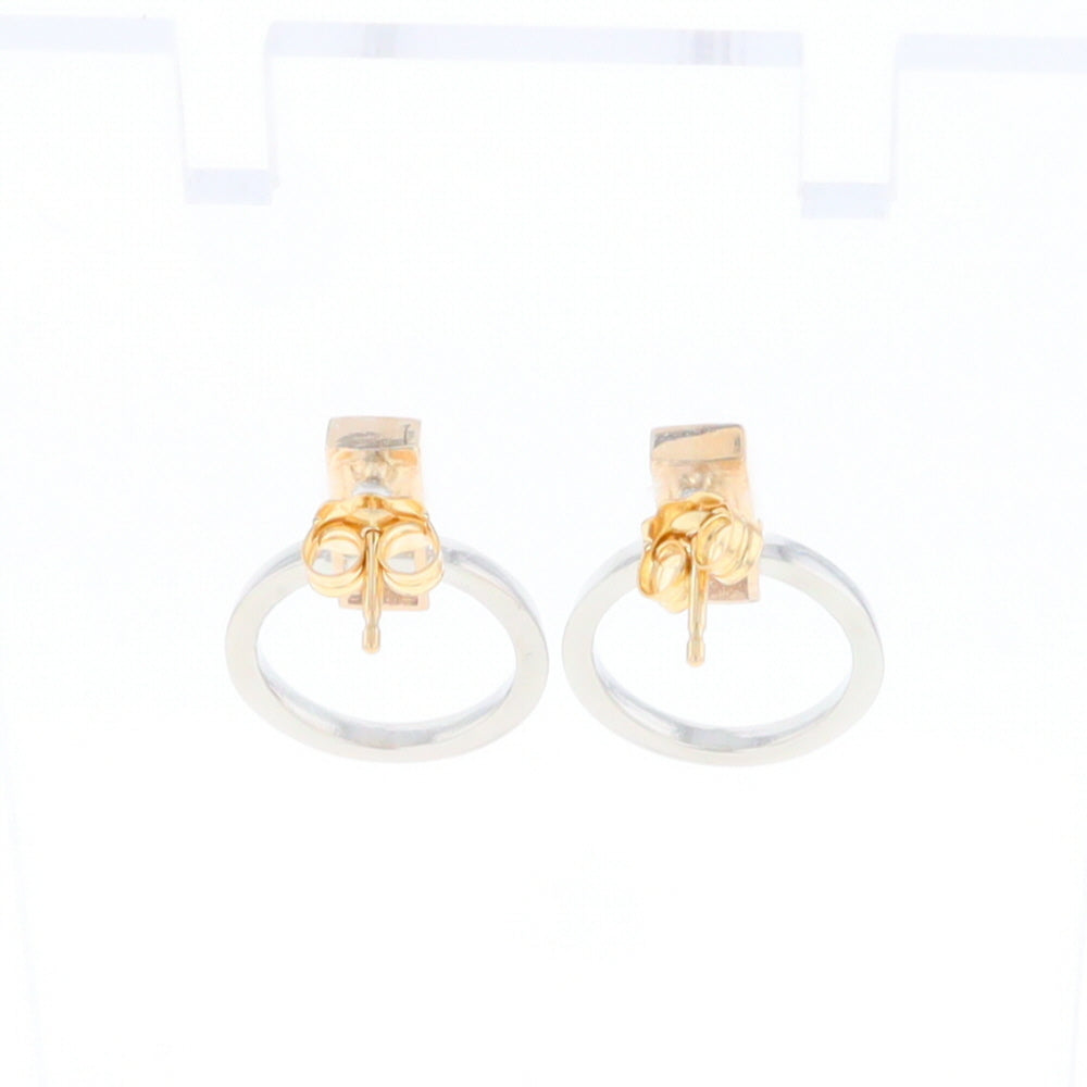 Gold Quartz Rectangle Inlaid Knocker Earrings - G2