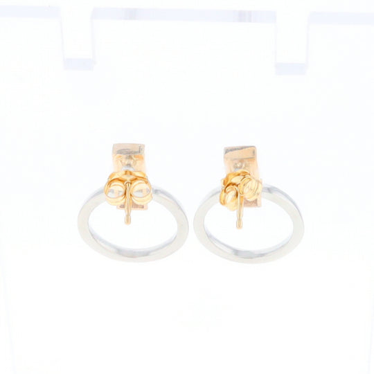 Gold Quartz Rectangle Inlaid Knocker Earrings - G2