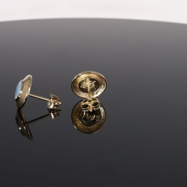 Opal Earrings Round Inlaid Design Studs