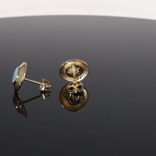 Opal Earrings Round Inlaid Design Studs