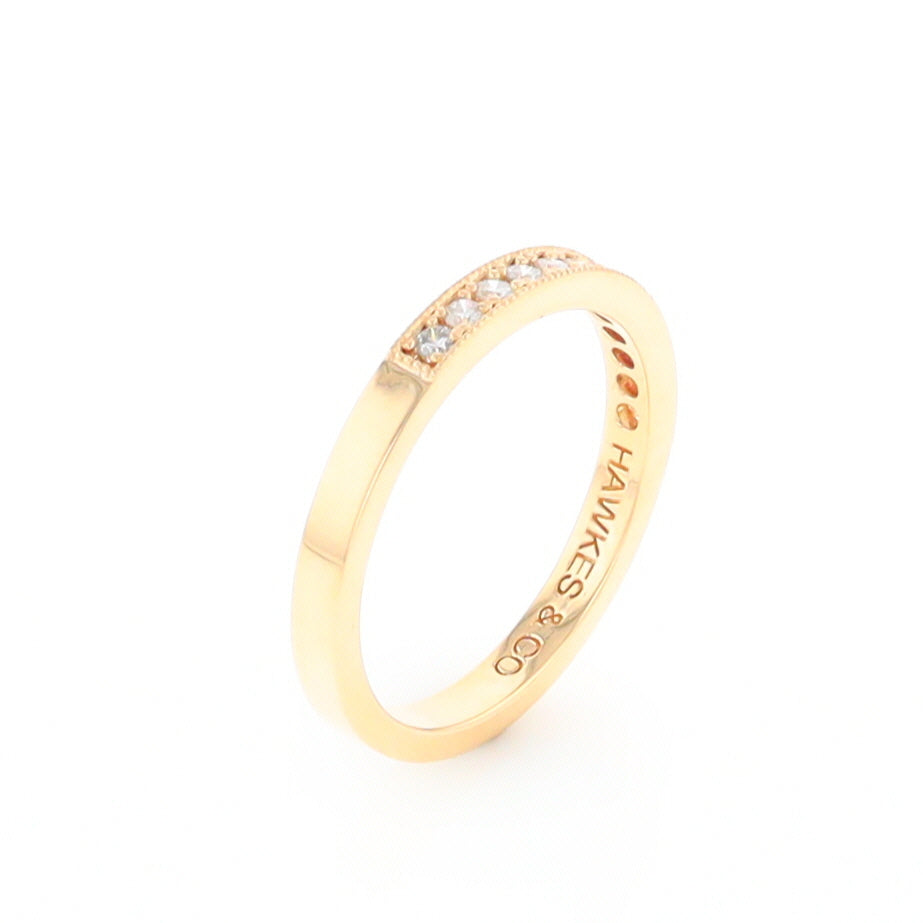 Yellow Gold Milgrain Diamond Wedding Band