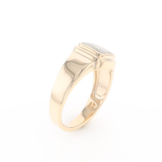 Gold Quartz Ring Square Inlaid Design