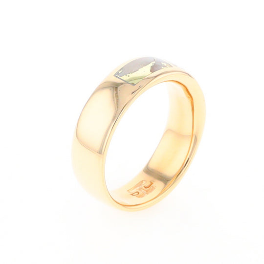 Gold Quartz Ring 3 Section Rectangle Inlaid Band