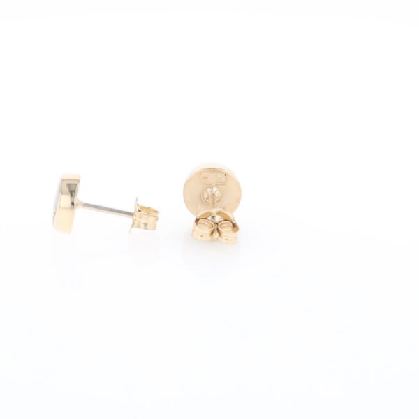 Gold Quartz Earrings Round Inlaid Studs