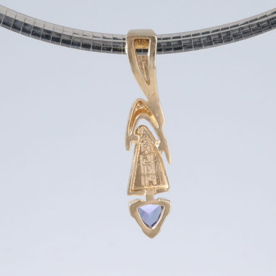 Opal Pendant Triangle Inlaid Design with Trillion Cut Tanzanite