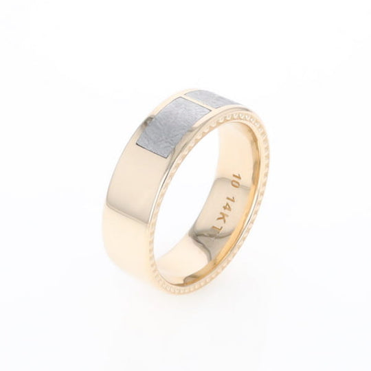 3 Section Men's Meteorite  Milgrain Topped Ring