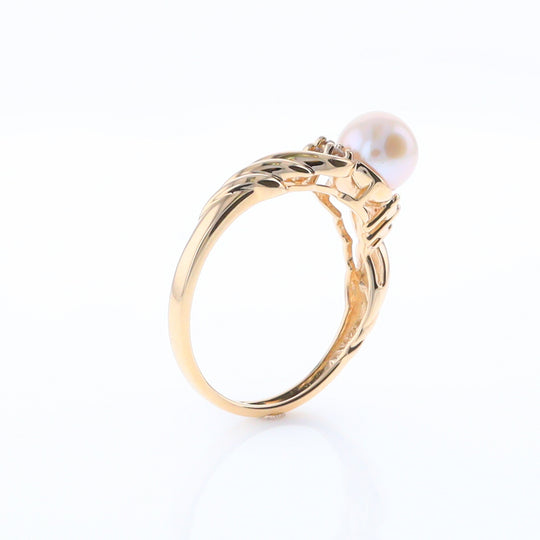 Pearl and Diamond Twist Ring