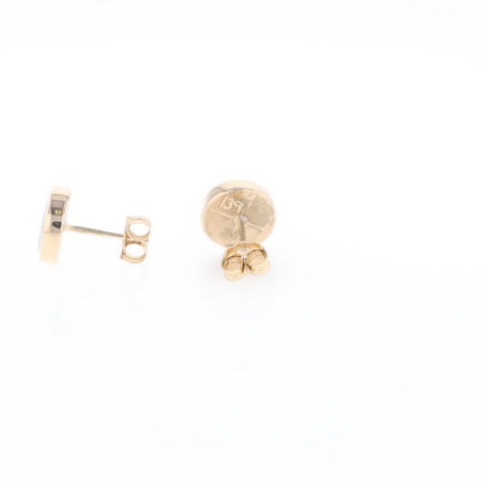 Gold Quartz Earrings 9mm Round Inlaid Studs - G2