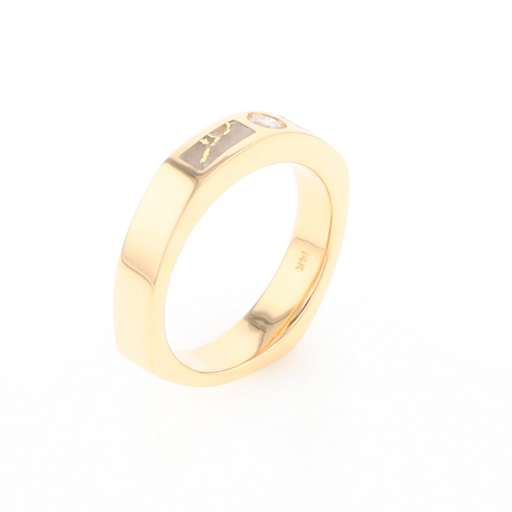 Gold Quartz Ring Double Sided Inlaid Design with .10ct Round Diamond G2