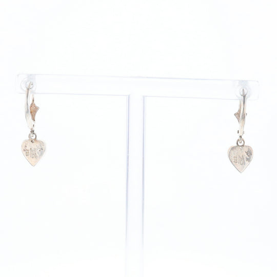 Silver Gold Quartz Inlaid Heart Earrings - G3