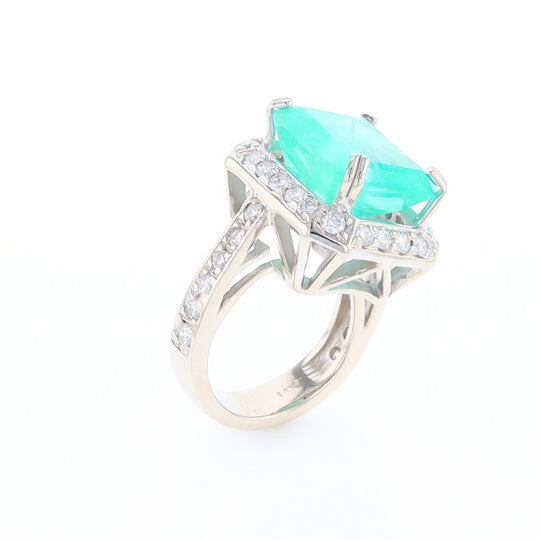 5.25ct Emerald Ring with Diamond Halo