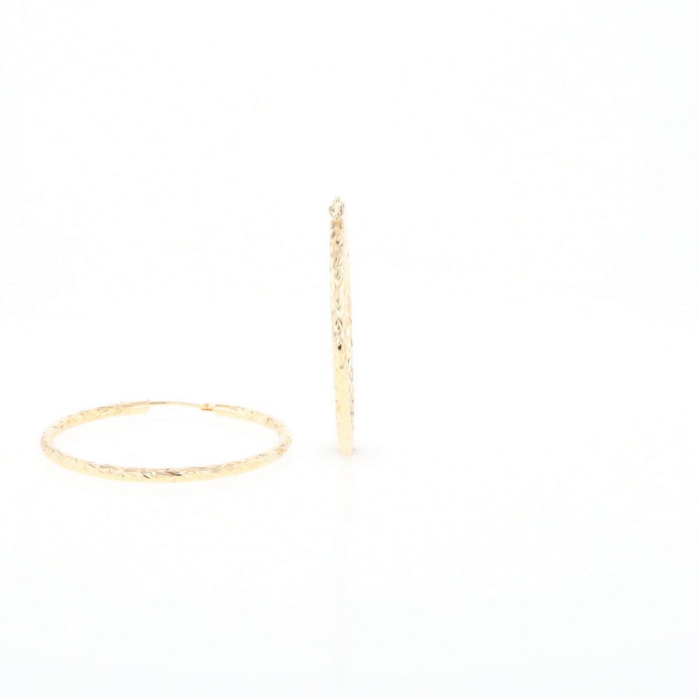 Textured Hollow Diamond Cut Hoop Earrings