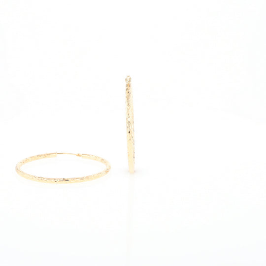 Textured Hollow Diamond Cut Hoop Earrings