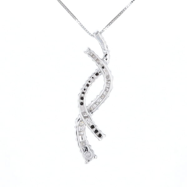 Ribbon Necklace With Black and White Diamonds