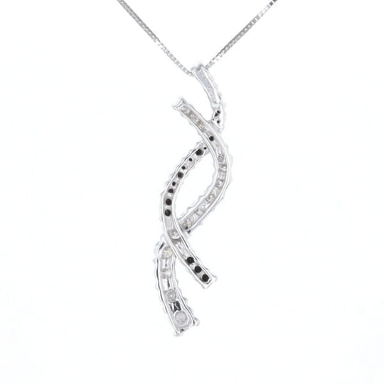 Ribbon Necklace With Black and White Diamonds
