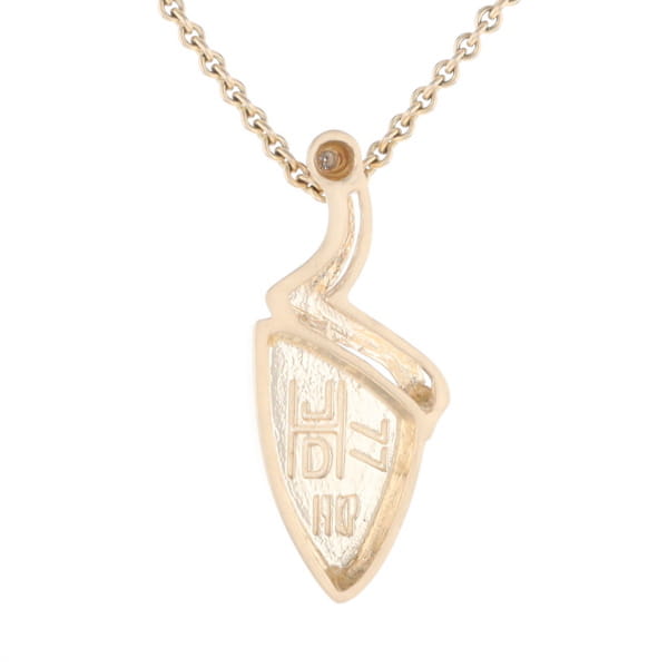 Gold Quartz Triangulare Inlaid Pendant with Diamond Accent