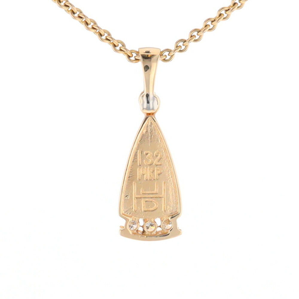 Gold Quartz Triangle Inlaid Pendant with 0.08ctw Diamonds - G2