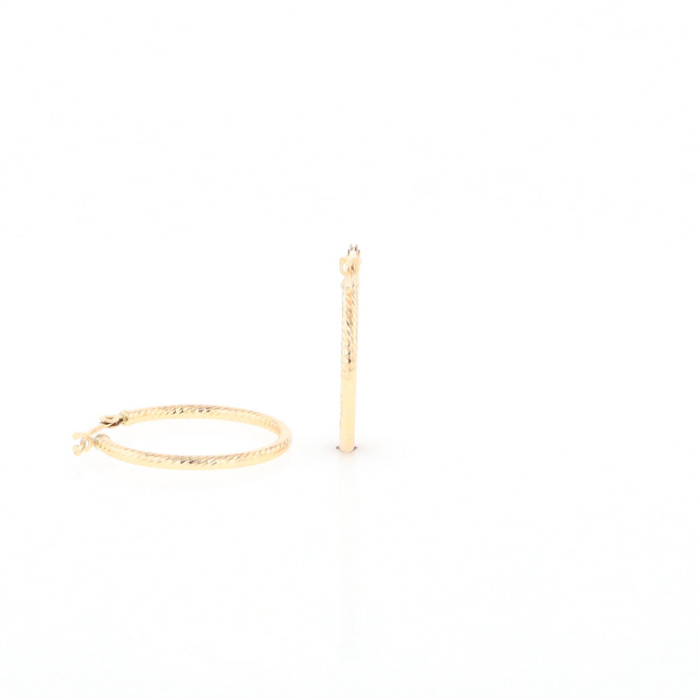 Gold Ribbed Hoop Earrings