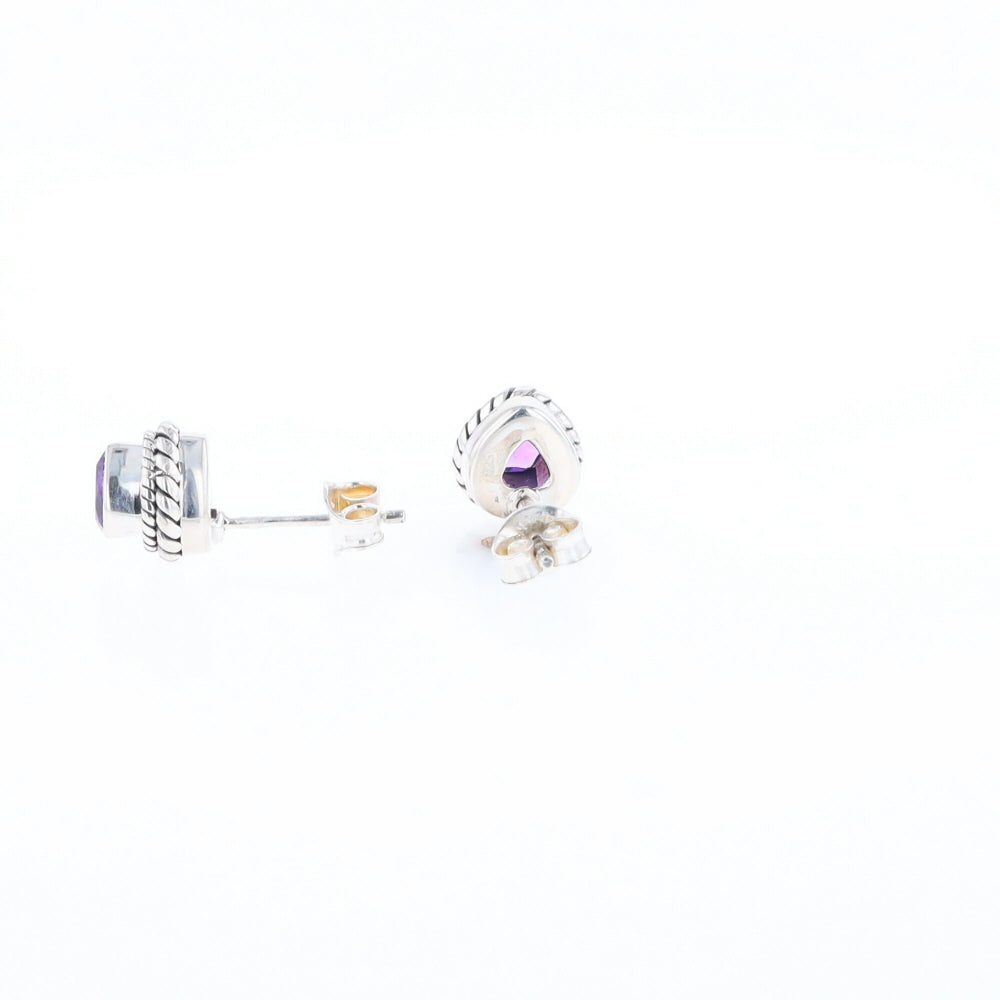 Native Amethyst Pear Stud Earrings