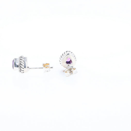 Native Amethyst Pear Stud Earrings