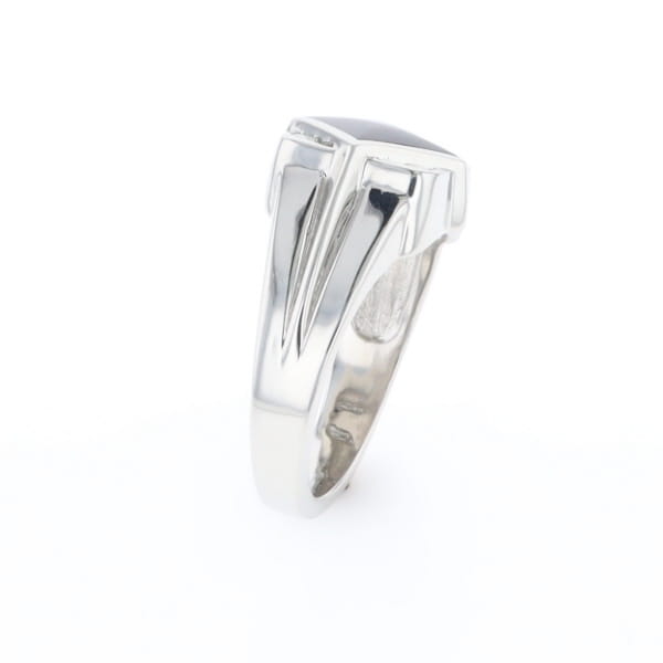 Natural onyx ring diamond shape inlaid design with .16ctw round diamonds