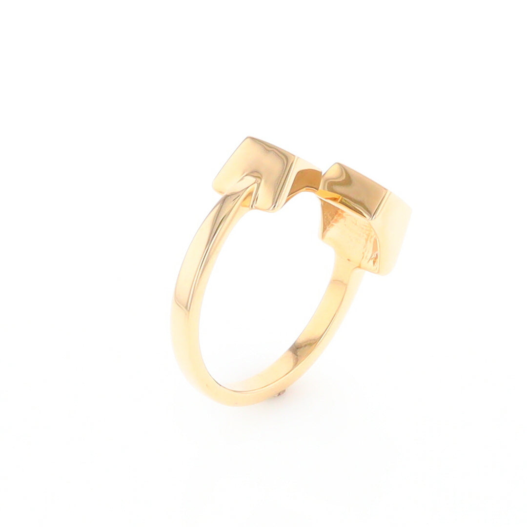 Gold Quartz Ring Wrap Double Square Inlaid Design