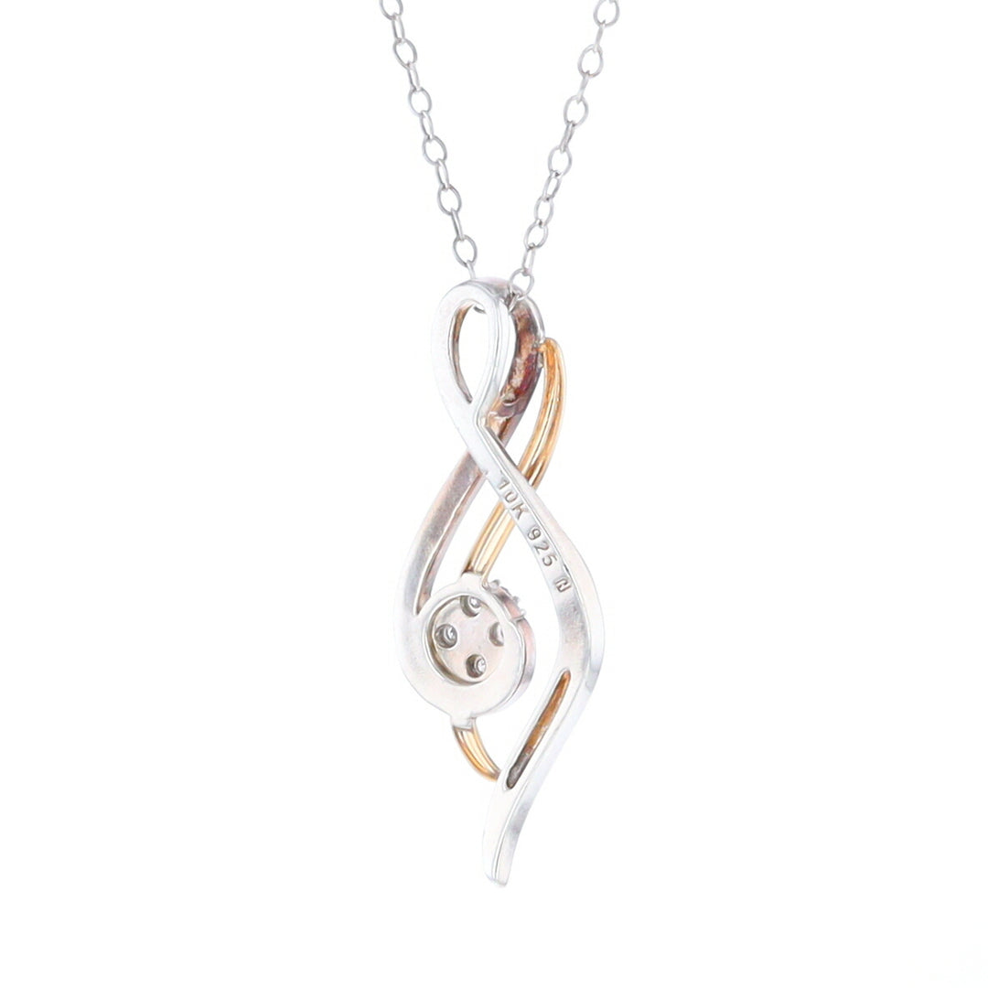 Sterling Silver and 10K Gold Diamond Infinity Swirl Necklace