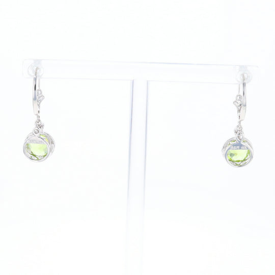 Peridot Dangle Earrings with Diamond Accents