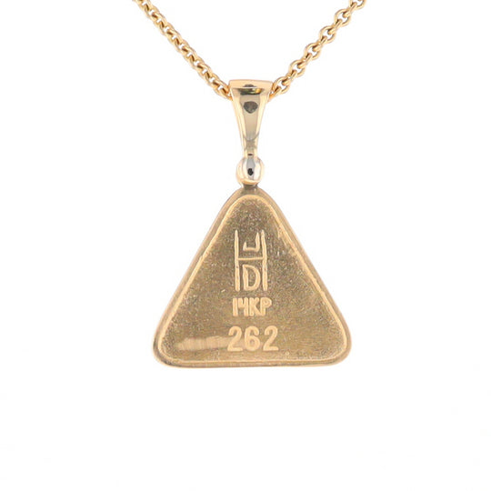 Gold Quartz Necklace Triangle Inlaid Pendant with .02ct Diamond