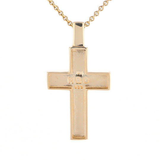 Gold Quartz Pendant Cross Design 3 Section Inlaid Pendant