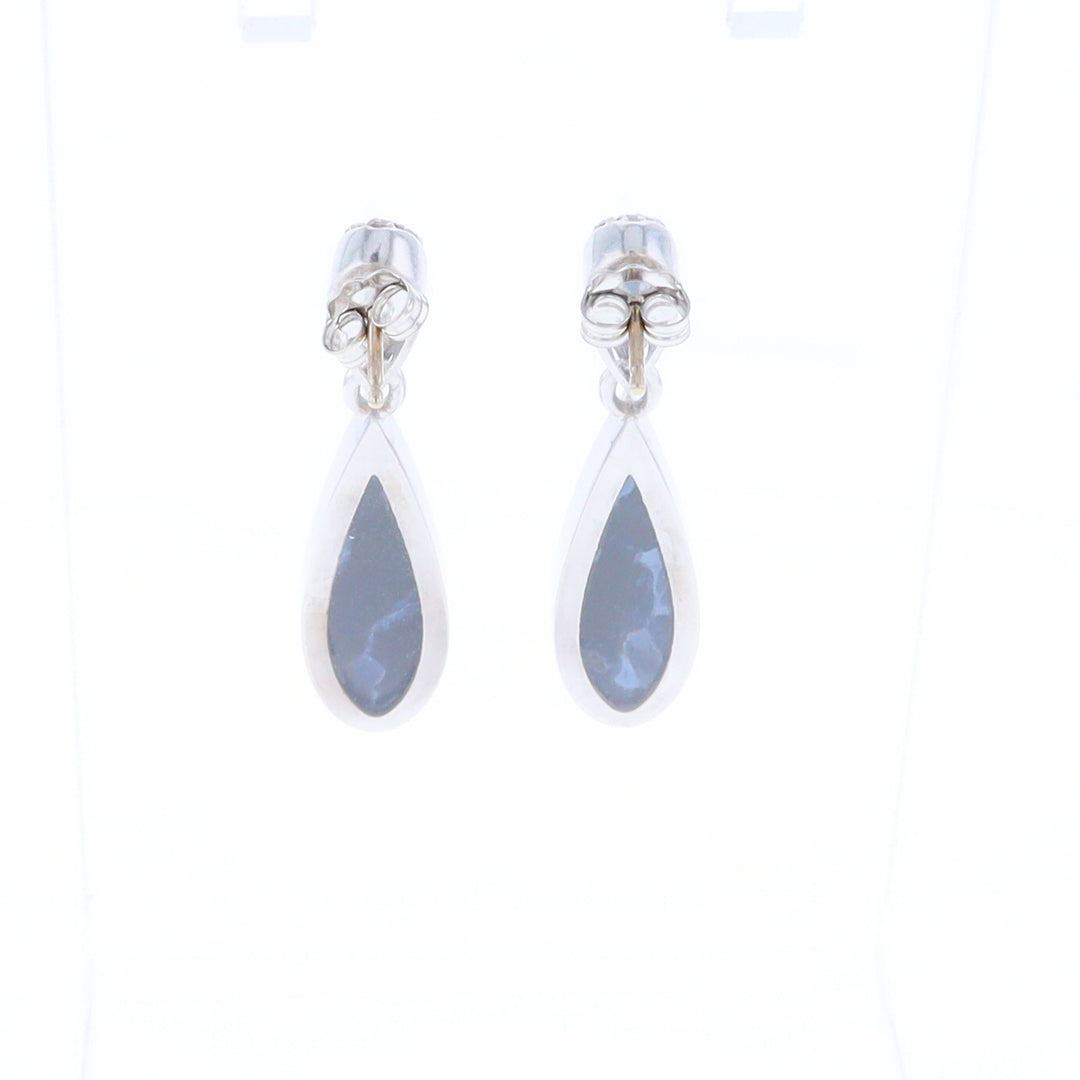 Natural Pietersite Inlaid Teardrop 0.22ctw Diamond Earrings