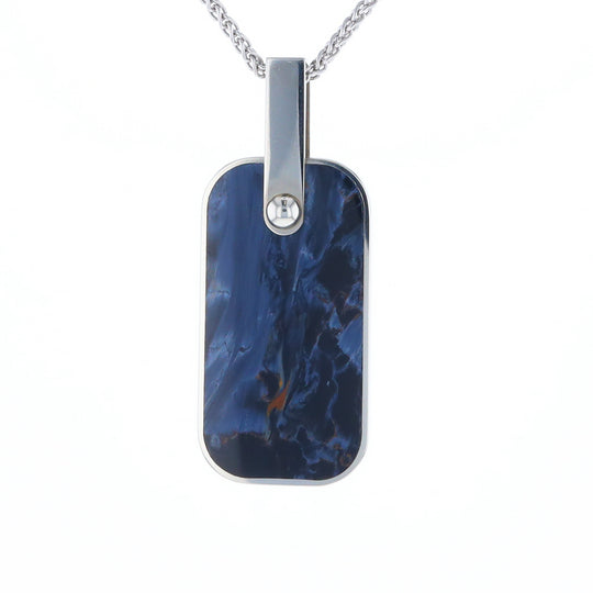 Natural pietersite inlaid dog tag cross pendant