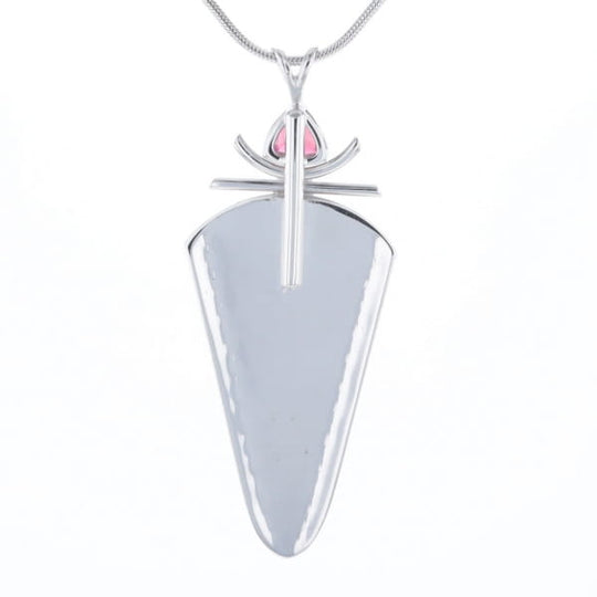 Druzy Quartz & Pink Trillion Tourmaline Necklace