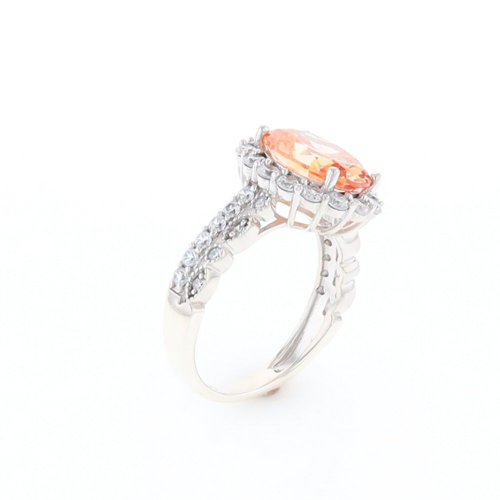 Peach Imitation Topaz Halo Ring