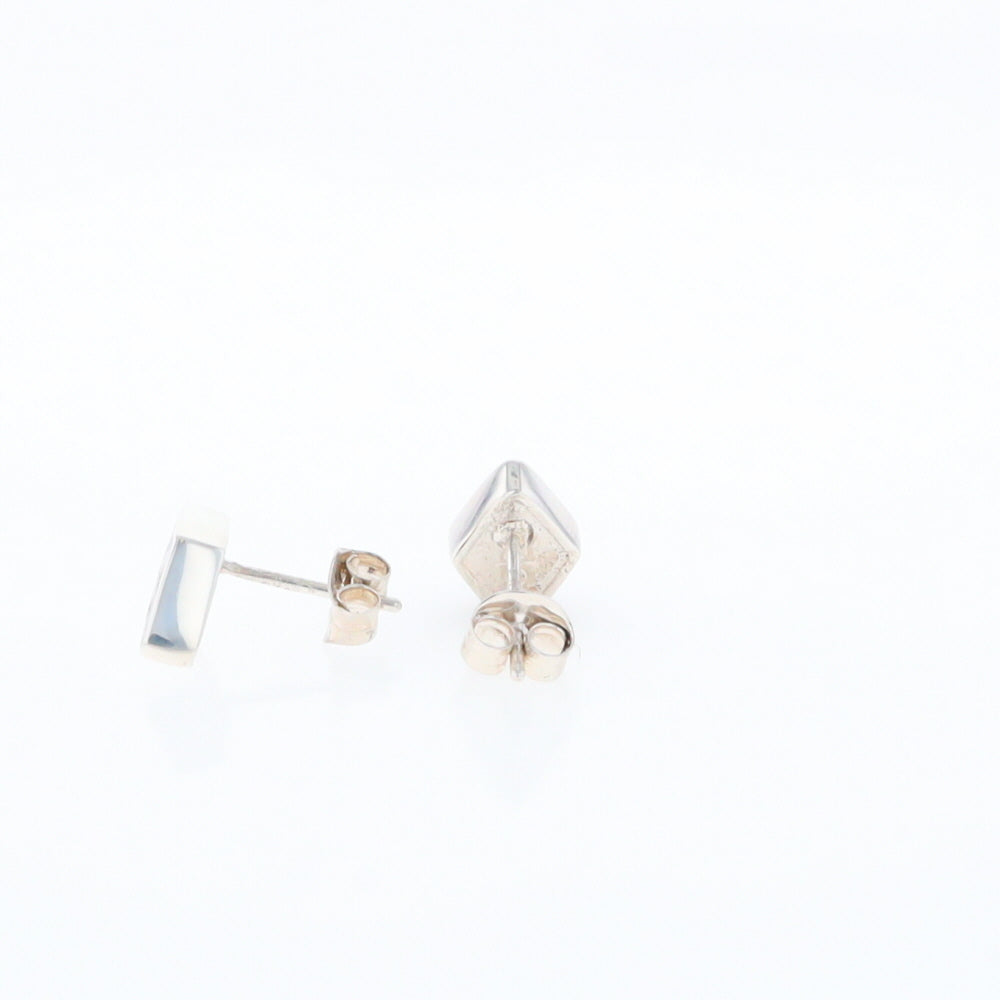 Sterling Silver Gold Quartz Inlaid Diamond Stud Earrings - G3