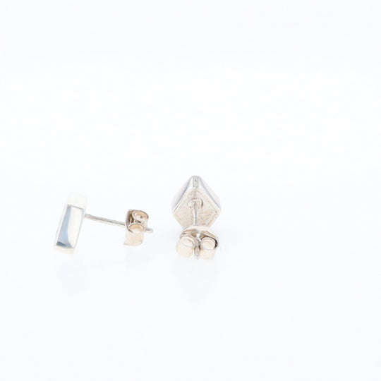 Sterling Silver Gold Quartz Inlaid Diamond Stud Earrings - G3