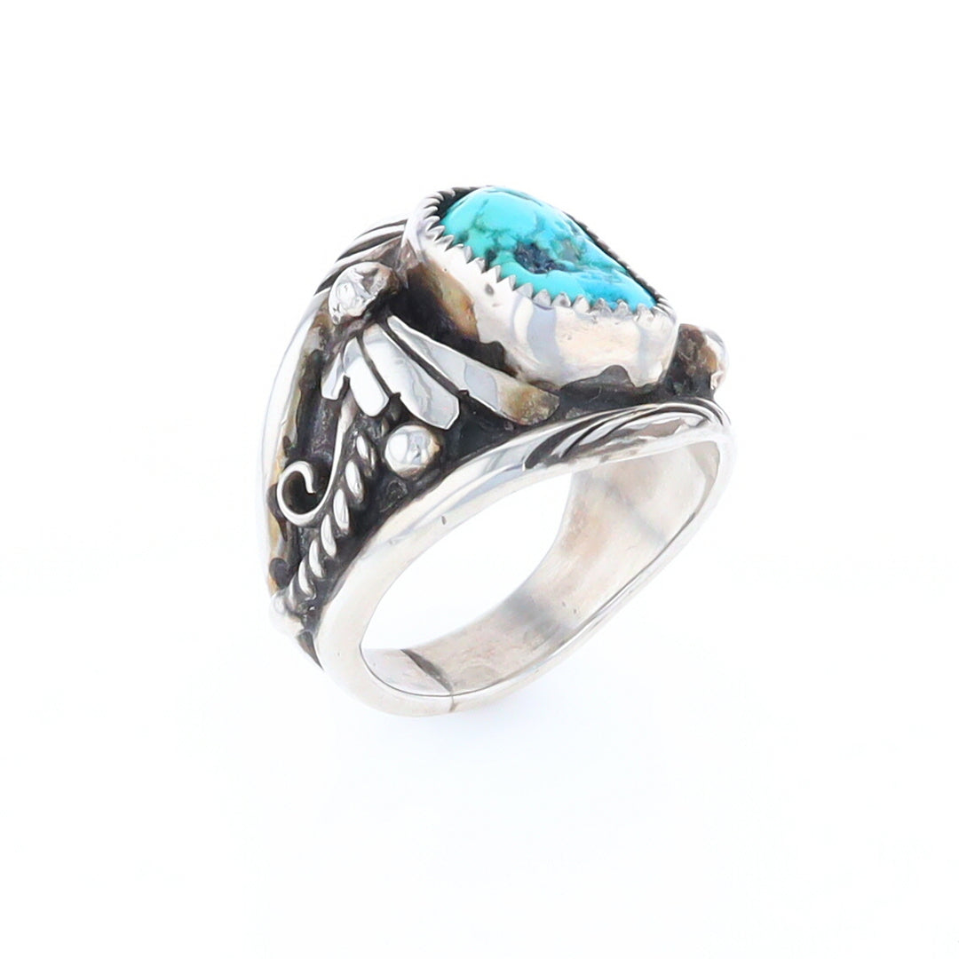 Navajo Turquoise and Feather Design Ring