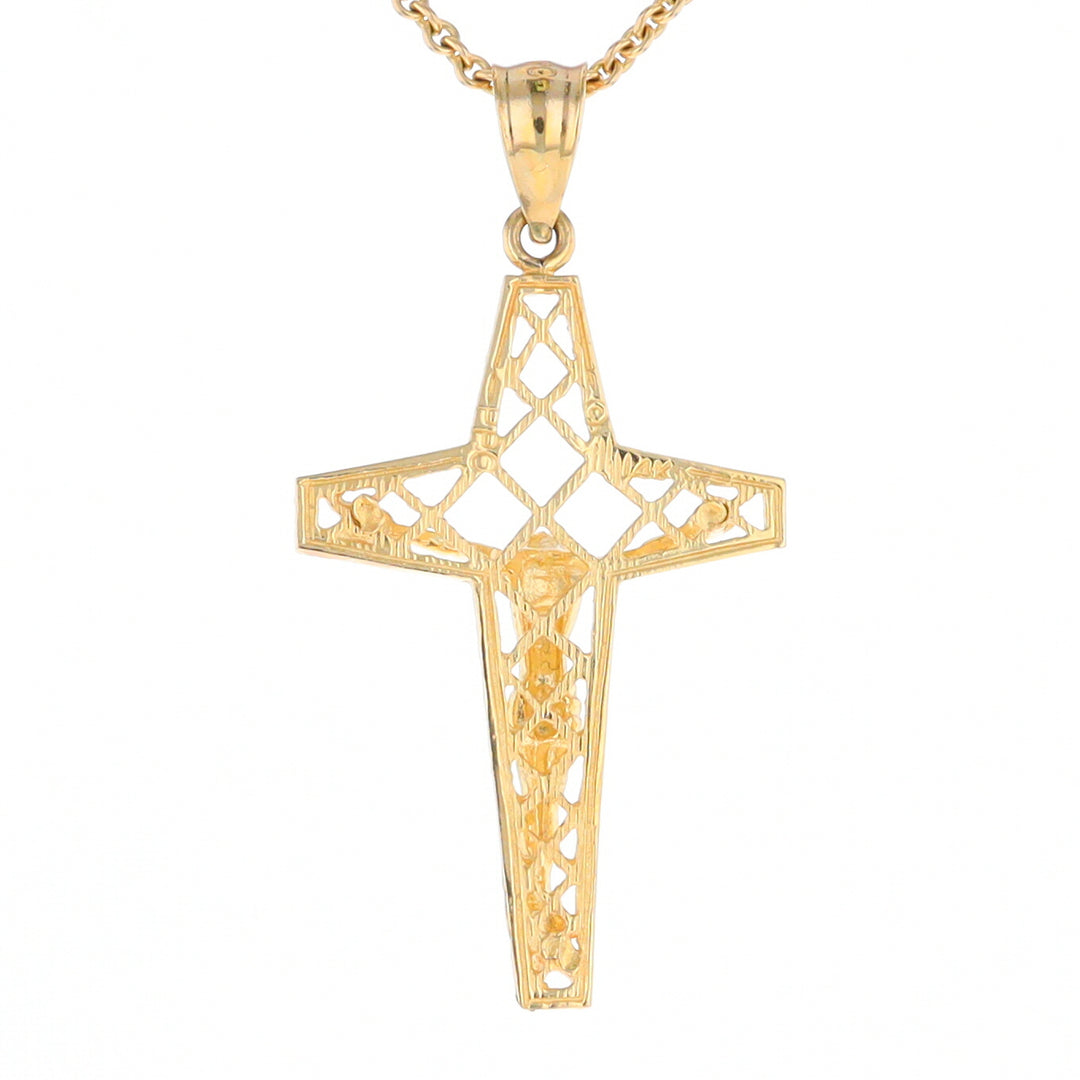 Gold Mesh Crucifix Pendant