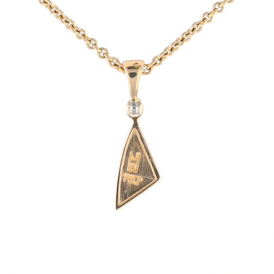 Gold Quartz Necklace Sail Inlaid Design Pendant with .02ct Diamond