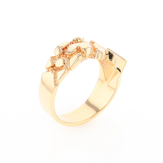 Gold Quartz Ring Diamond Shape Inlay Nugget Design Band