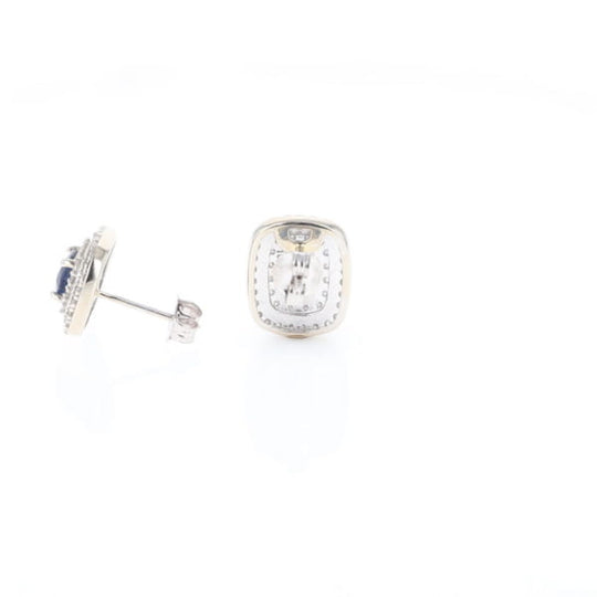 Double Halo Sapphire Earrings