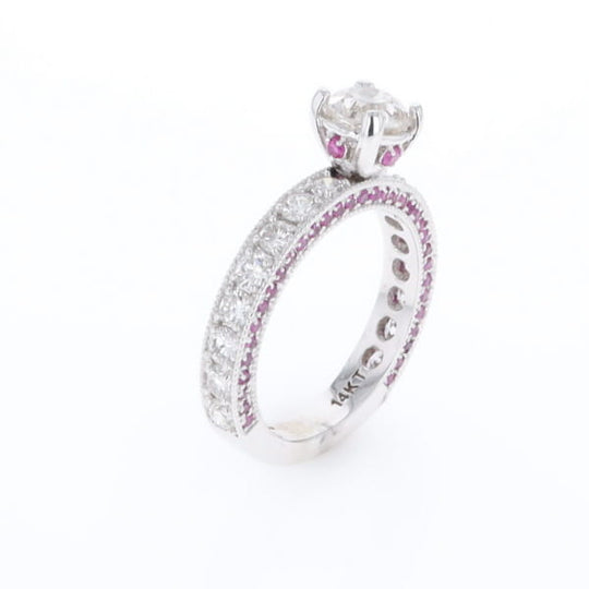 Diamond and Pink Sapphire Engagement Ring