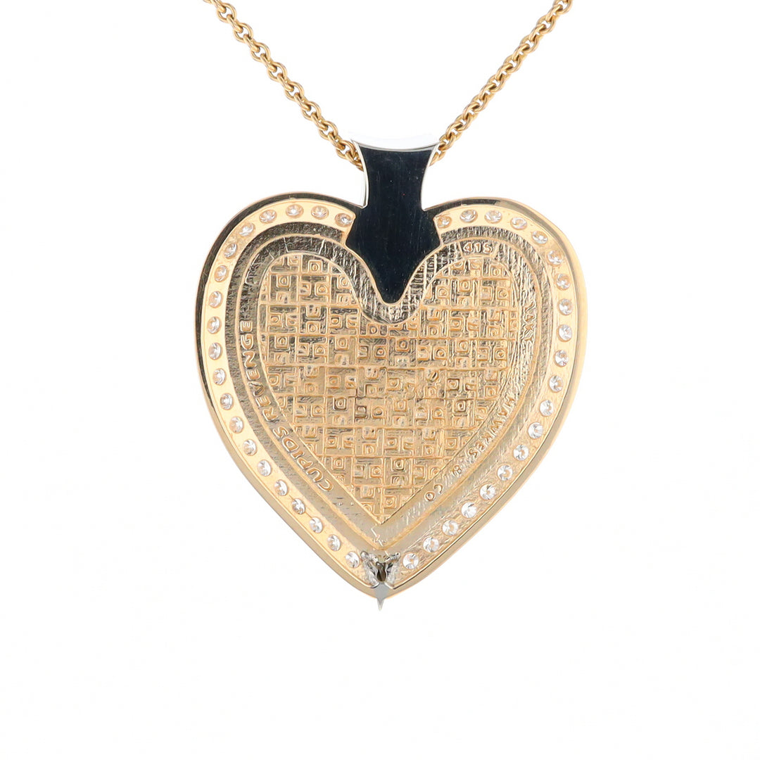 Gold Quartz Necklace Cupid's Revenge 2.24ctw Diamonds Heart Pendant