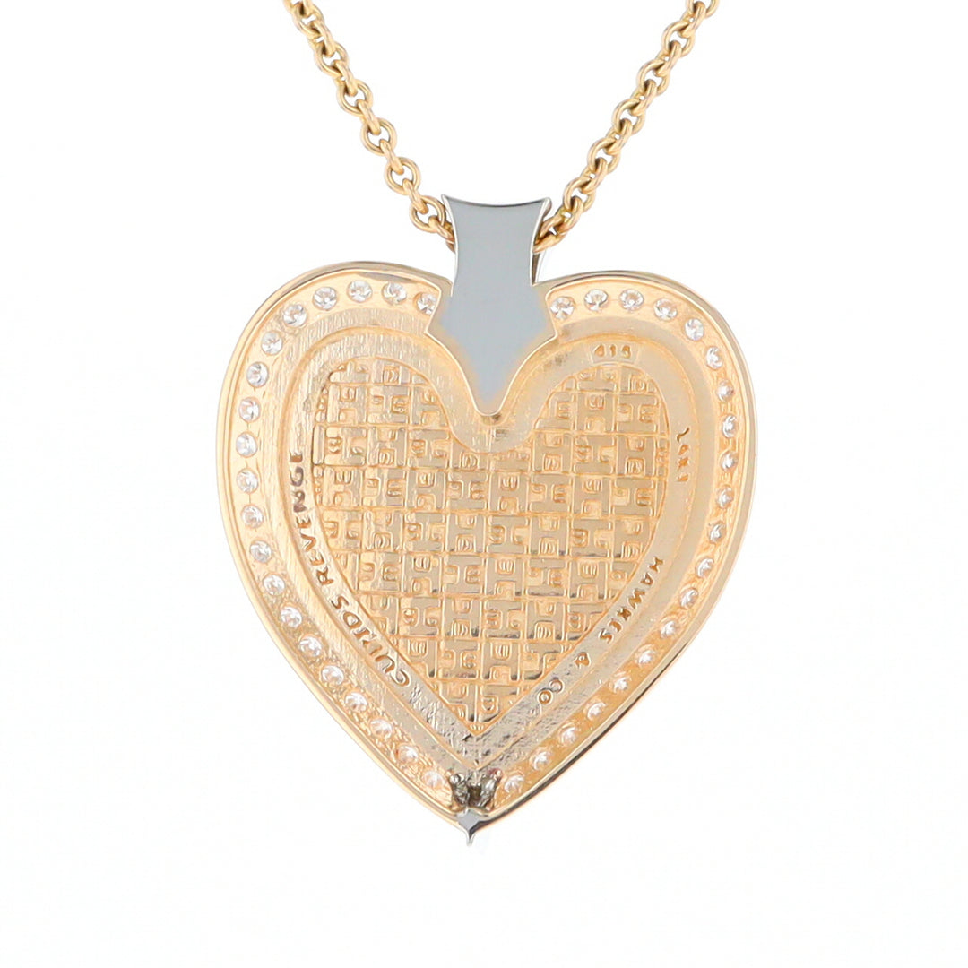 Gold Quartz Necklace Cupid's Revenge .93ctw Diamonds Heart Pendant G2