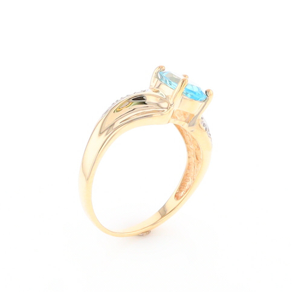 Blue Topaz Ring with Diamond Accents