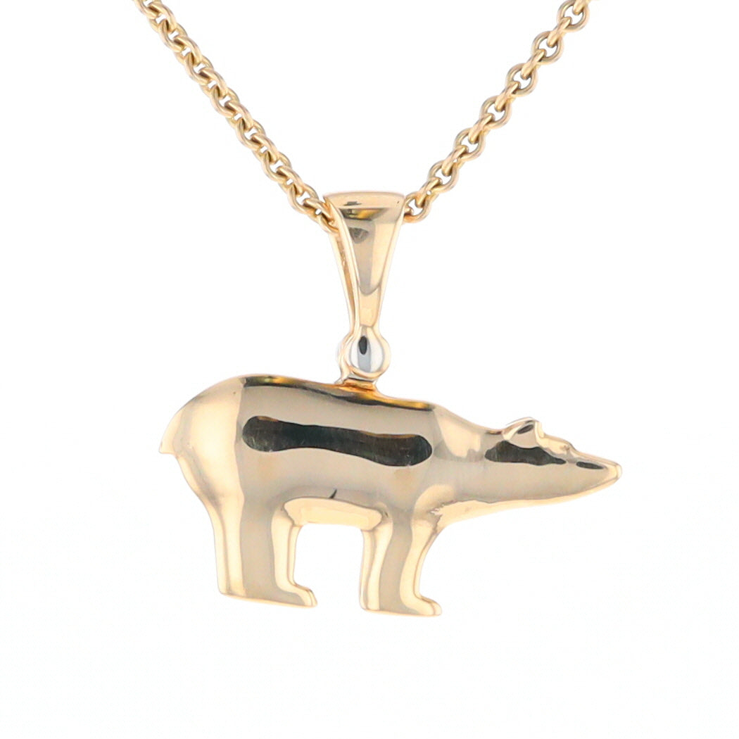 Gold Quartz Inlaid Polar Bear Pendant