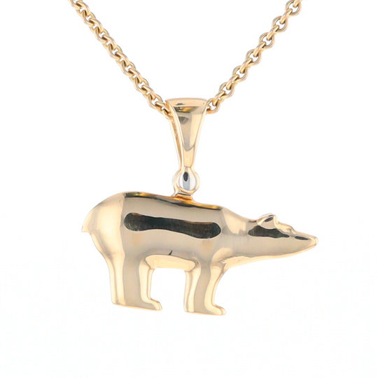 Gold Quartz Inlaid Polar Bear Pendant